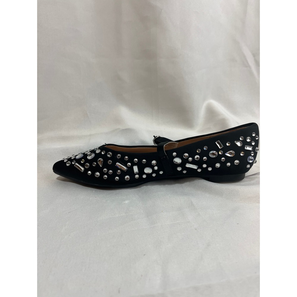 A New Day Womens Rhinestone Embellished Pointed Toe Mary Jane Flats Black Size 6 - Picture 4 of 6